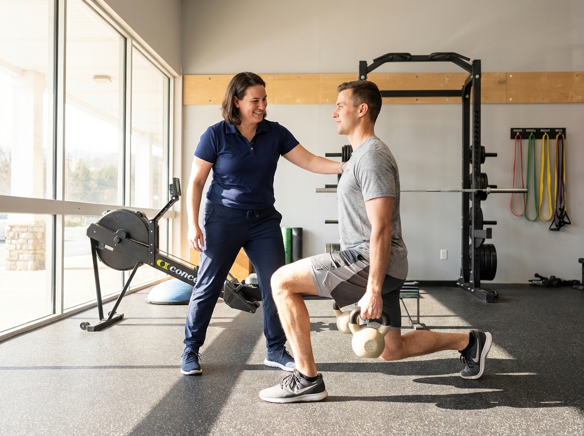 Patient working with a provider at a performance physical therapy clinic in Gales Ferry