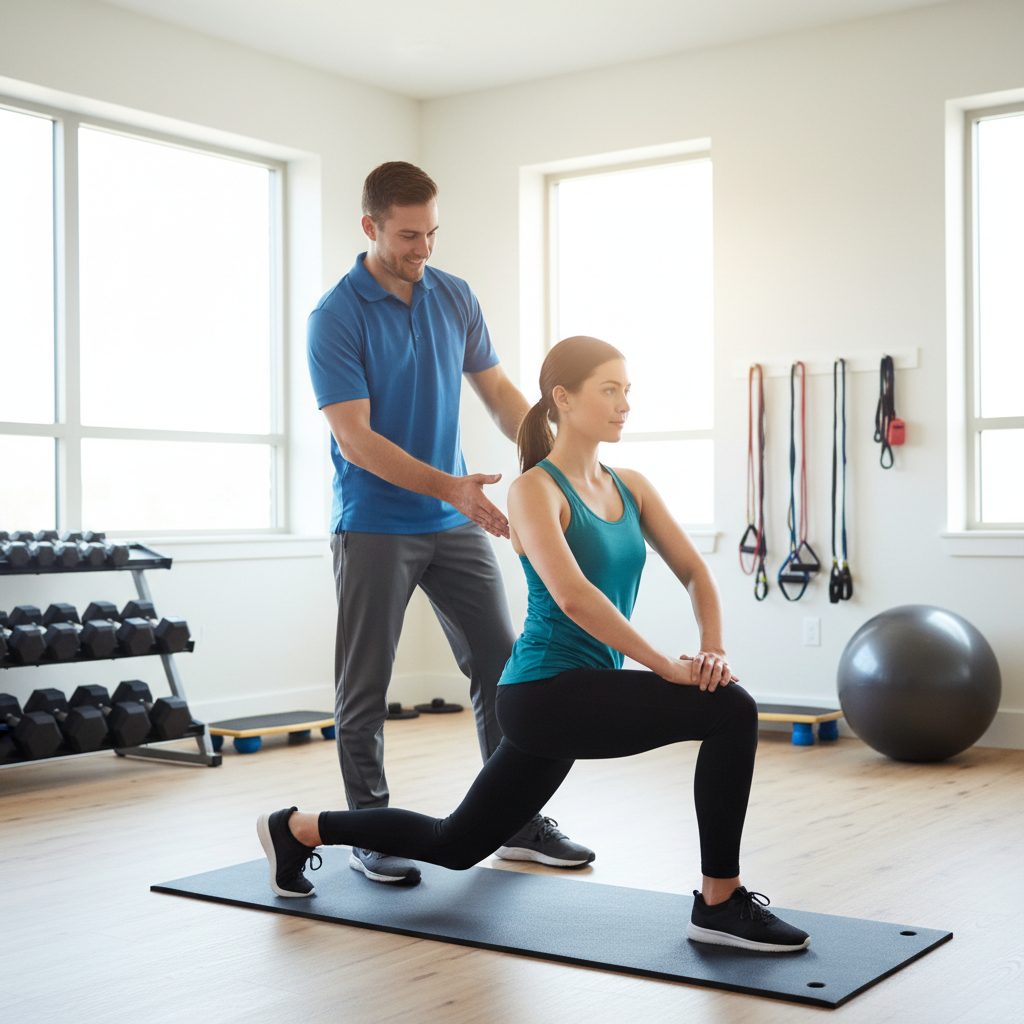 One-on-one physical therapy session with doctor of physical therapy in Ledyard helping client with movement assessment